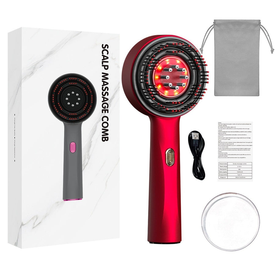 Electric Scalp Massage Comb — Red Light, 3-Speed Vibration