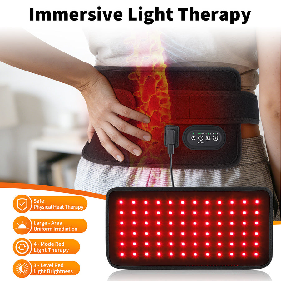 Red Light Therapy Belt — 72 Tri-Core LEDs, 660/850nm Dual-Band