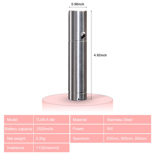 RL09A-Lite Red Light Therapy Flashlight — 630/660/850nm