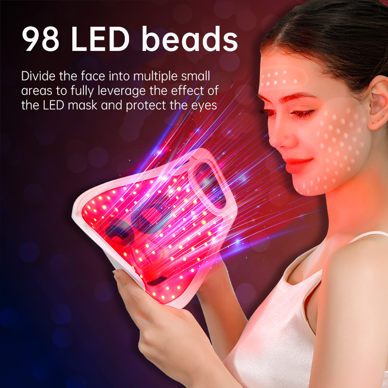 LED Phototherapy Face Mask — 98 Beads, Red/Blue/Green/Purple