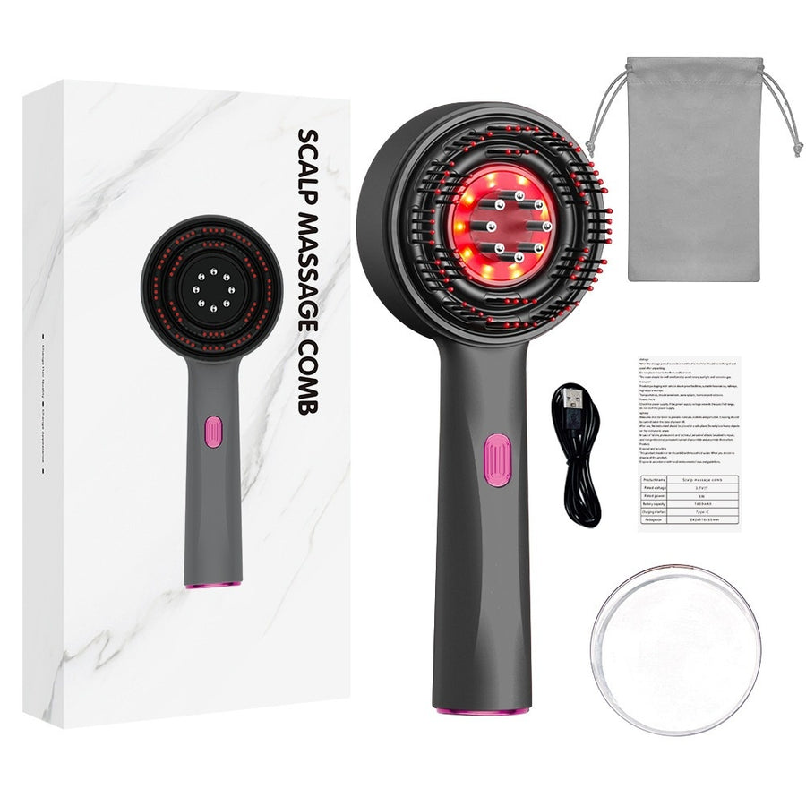 Electric Scalp Massage Comb — Red Light, 3-Speed Vibration