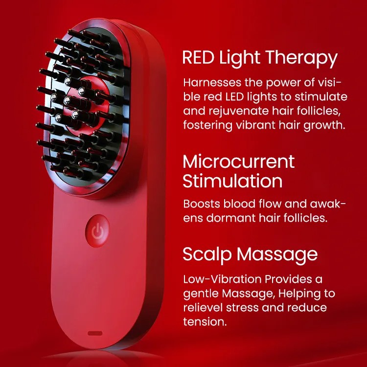 EMS Hair Regrowth Comb — Red Light, Heating & Serum Applicator