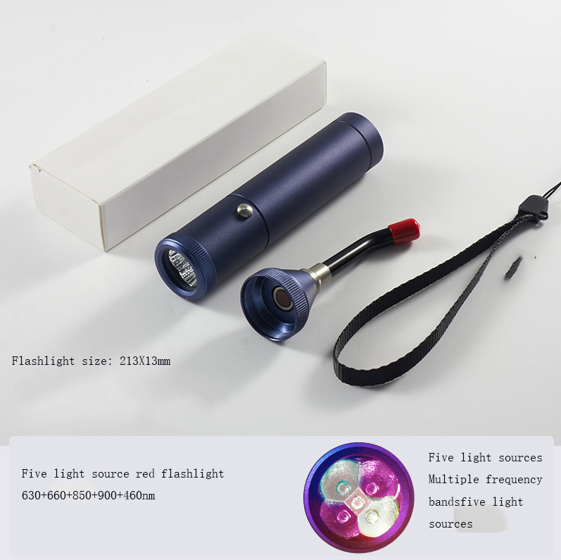 Red Light Therapy Flashlight — 5 Light Sources with Nasal & Ear Guides