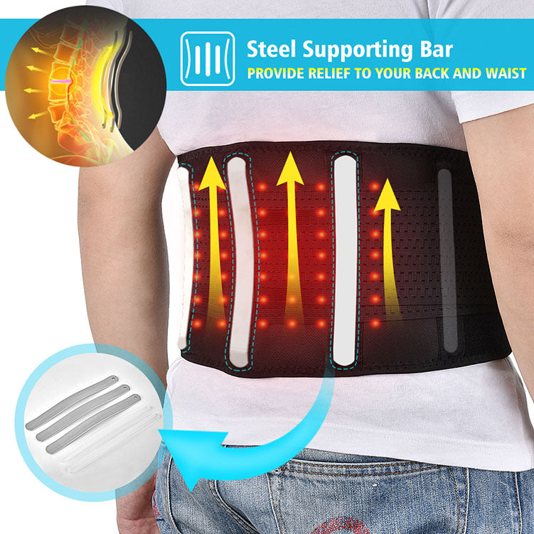 Red Light Heating Massage Belt — Waist Support with Massage Ball