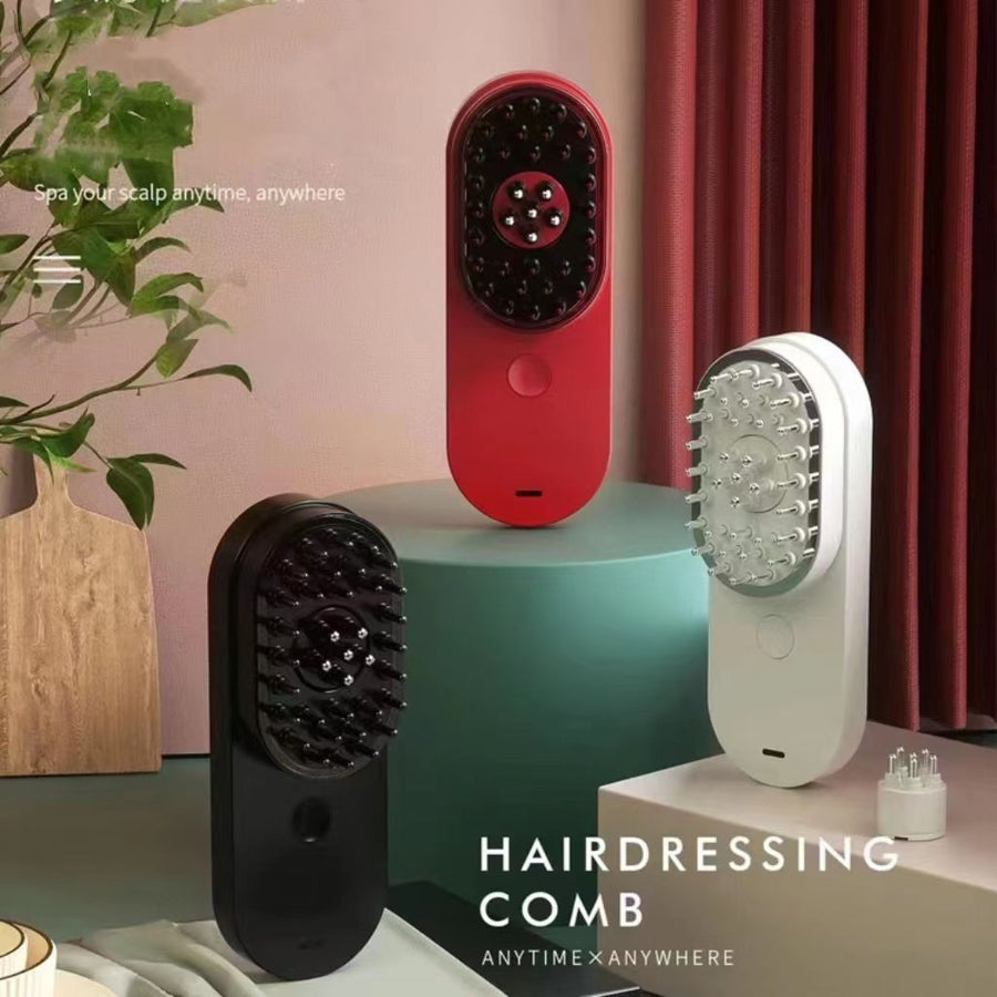 EMS Hair Regrowth Comb — Red Light, Heating & Serum Applicator