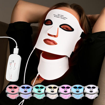 7-Color Silicone LED Face Mask — Food-Grade with Neck Coverage