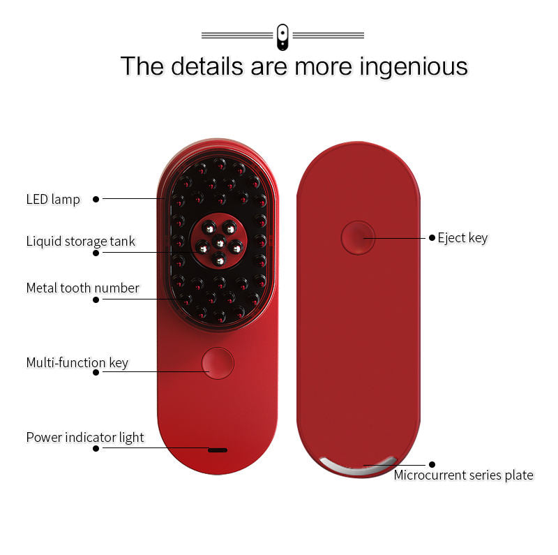 EMS Hair Regrowth Comb — Red Light, Heating & Serum Applicator