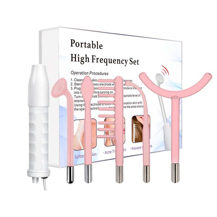 High-Frequency Facial Wand, Red Light Electrotherapy Set