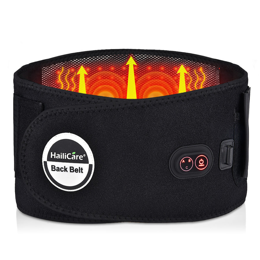 Red Light Heating Massage Belt — Waist Support with Massage Ball