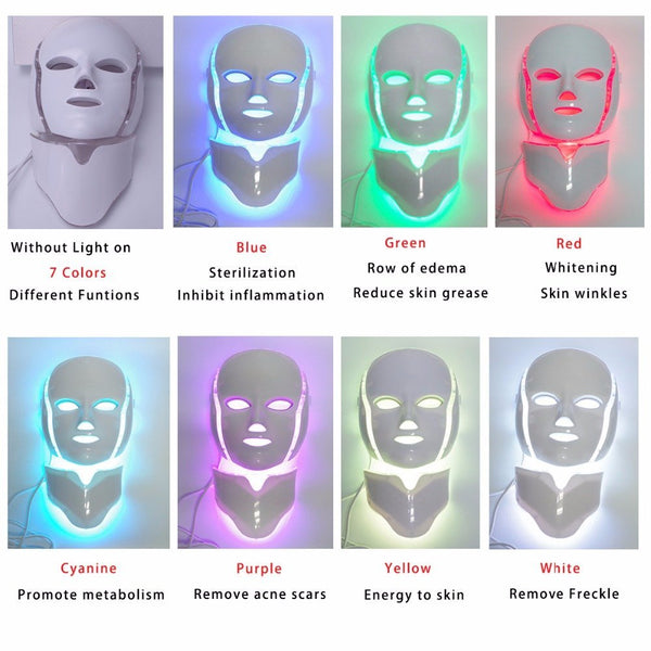 7-Color Photon LED Face & Neck Mask (Model FAL-07C)