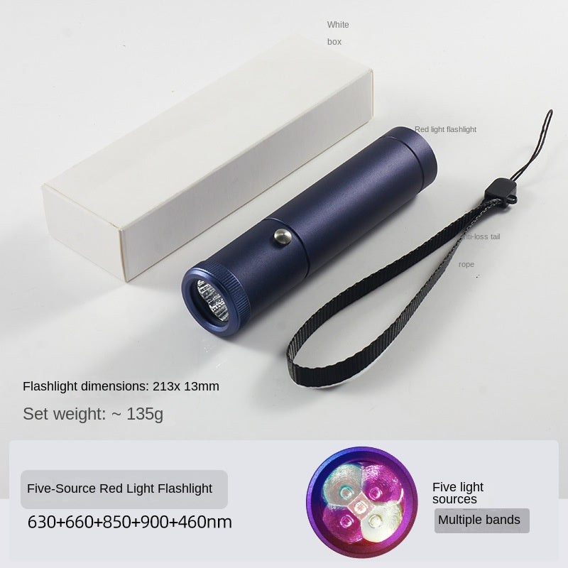 Red Light Therapy Flashlight — 5 Light Sources with Nasal & Ear Guides