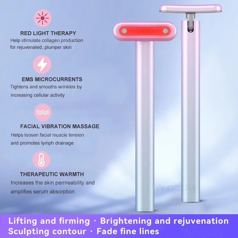 4-in-1 Facial Wand — Red Light, EMS Microcurrent, Vibration & Warmth