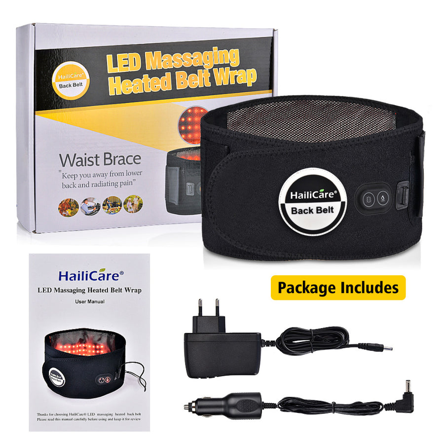 Red Light Heating Massage Belt — Waist Support with Massage Ball