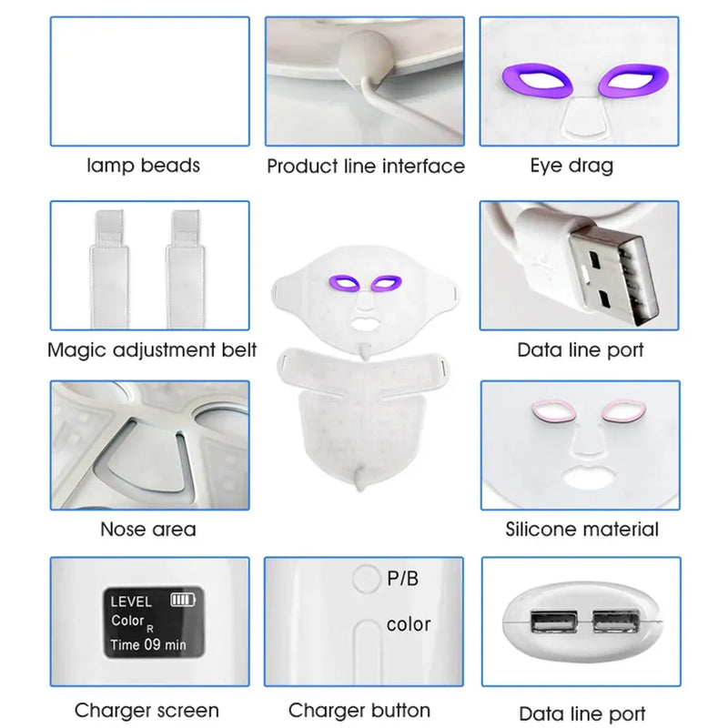 LED Light Therapy Mask | 7-Color 193 LEDs Facial Therapy Mask