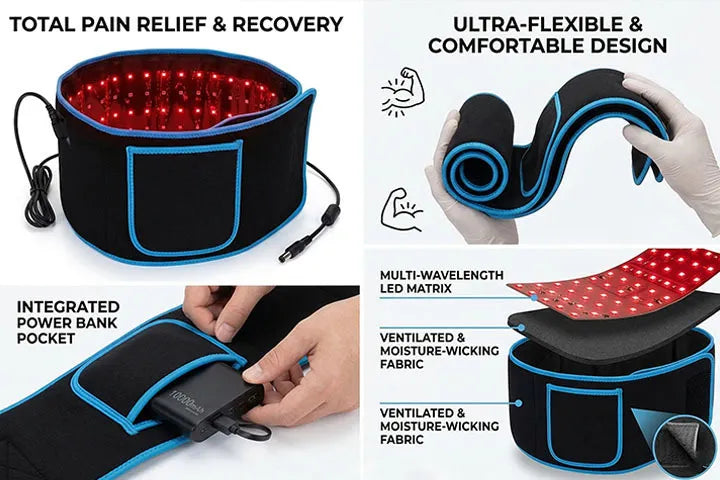 Red Light Therapy Belt | 105 LEDs 660nm 880nm 18W Wrap