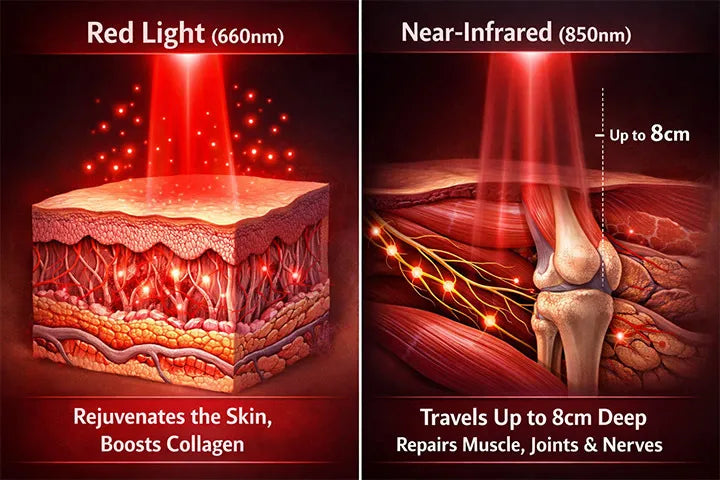 Red Light Therapy Lamp | 4-Wavelength 200mW Flexible 3-Fold Rod