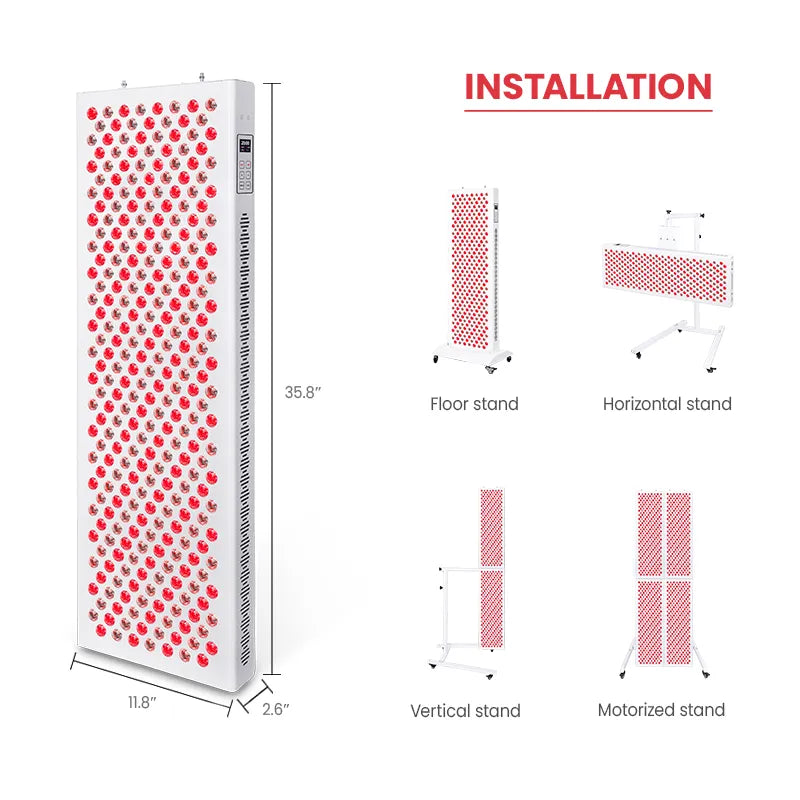 Red Light Therapy Panel | 1500W 300 LEDs LCD Timer No-Flicker