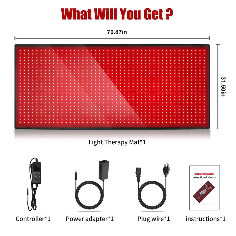 Full-Body Red Light Therapy Mat | 1280 LEDs 650nm 850nm