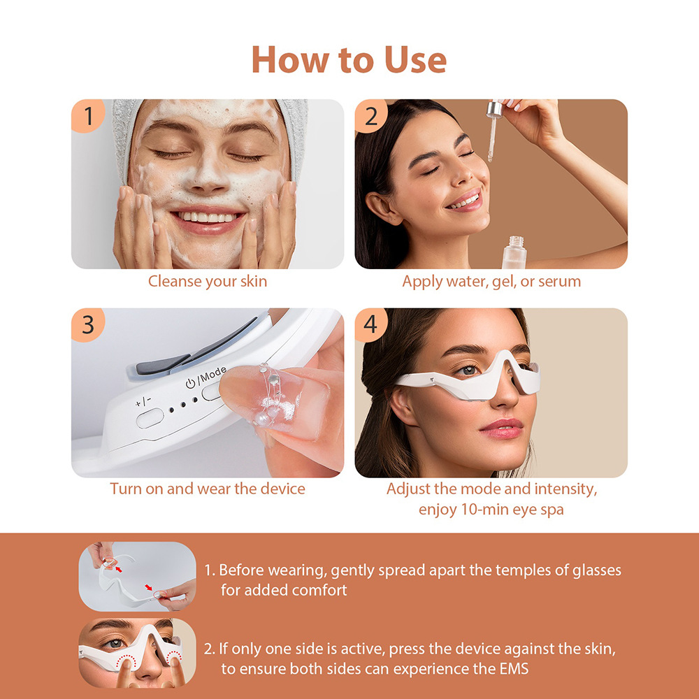 Red Light Eye Massager | Microcurrent EMS for Dark Circles