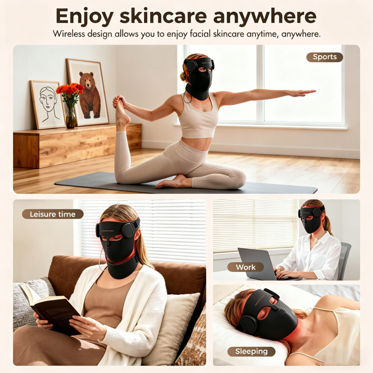 LED Face Mask | 4D Silicone Face & Neck Set, 7 Colors with Remote
