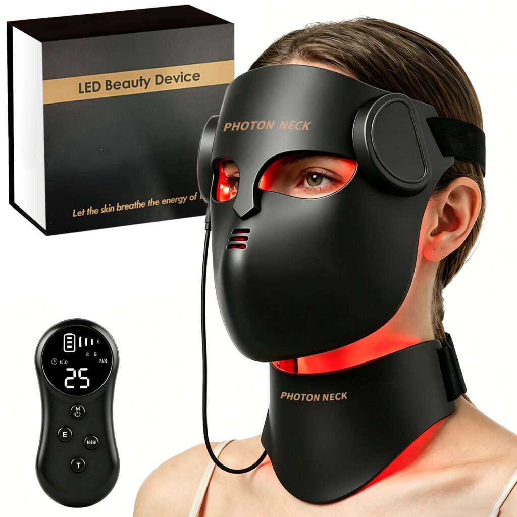 LED Face Mask | 4D Silicone Face & Neck Set, 7 Colors with Remote