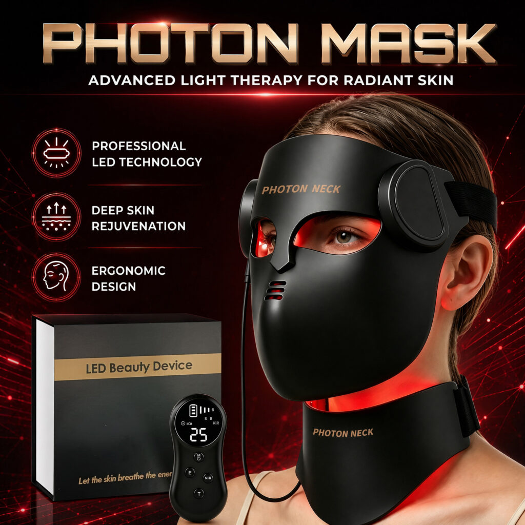 LED Face Mask | 4D Silicone Face & Neck Set, 7 Colors with Remote