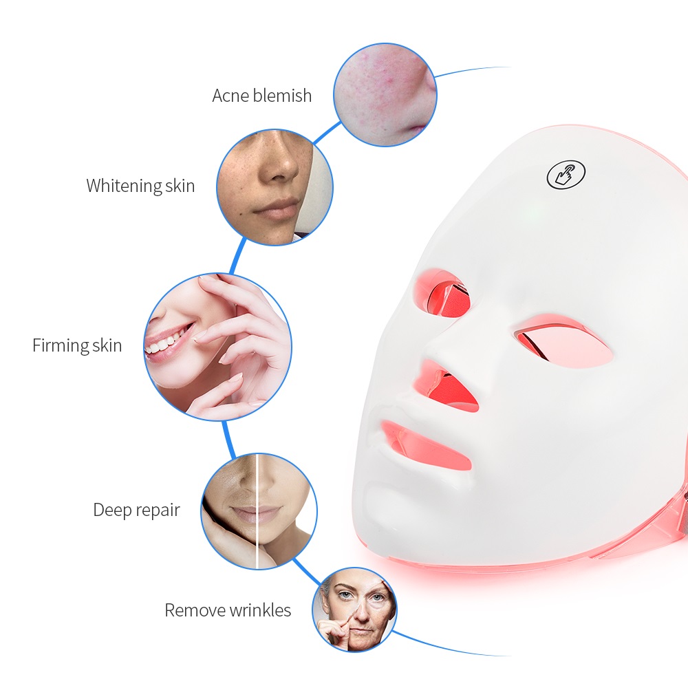 LED Face Mask | 7-Color Cordless Rechargeable Light Therapy Mask