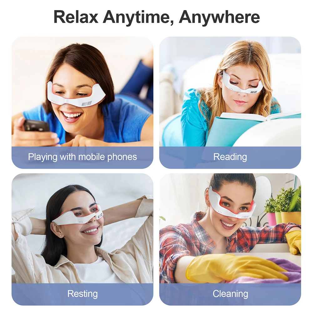 Red Light Eye Massager | Under-Eye Glasses with Pulse & 10-Min Timer