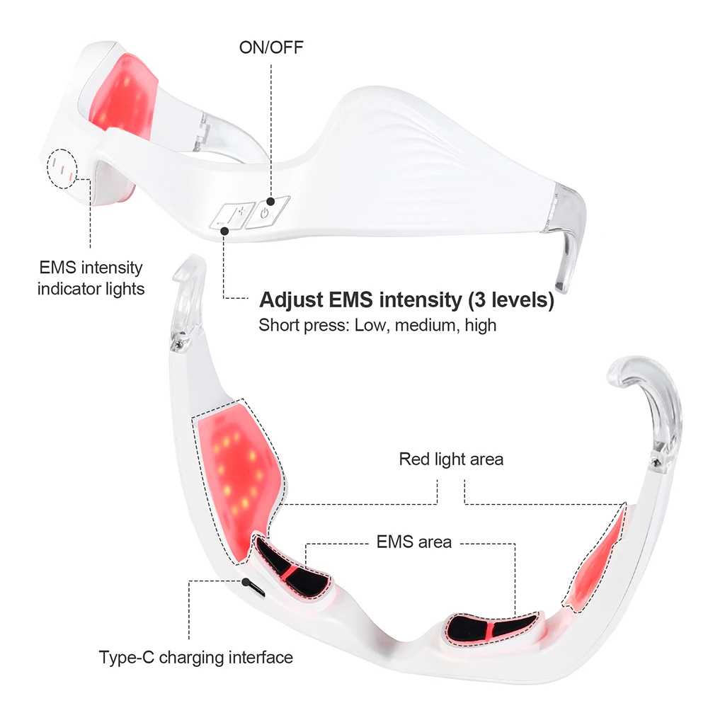 Red Light Eye Massager | Under-Eye Glasses with Pulse & 10-Min Timer