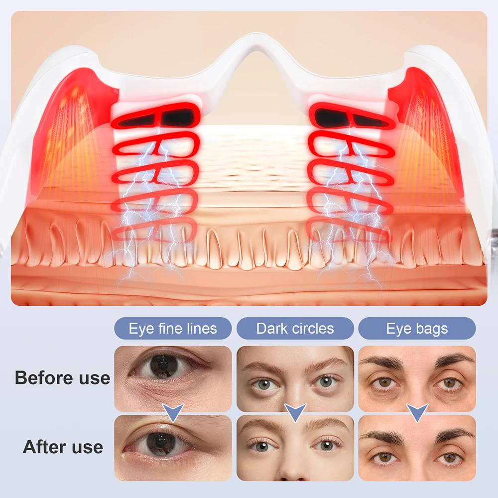Red Light Eye Massager | Under-Eye Glasses with Pulse & 10-Min Timer