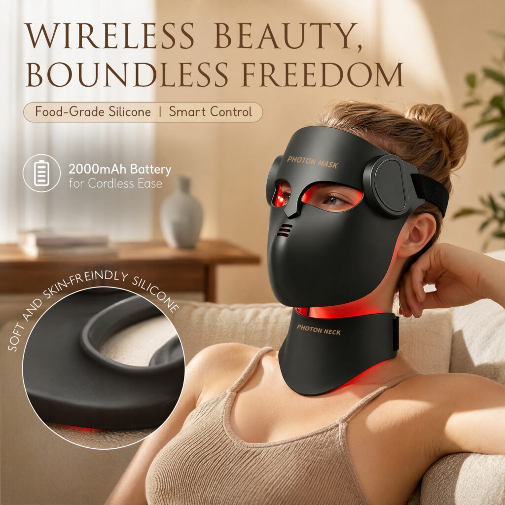 LED Face Mask | 4D Silicone Face & Neck Set, 7 Colors with Remote