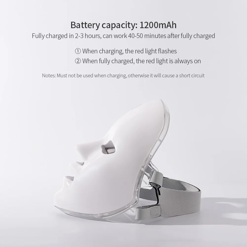 LED Face Mask | 7-Color Cordless Rechargeable Light Therapy Mask