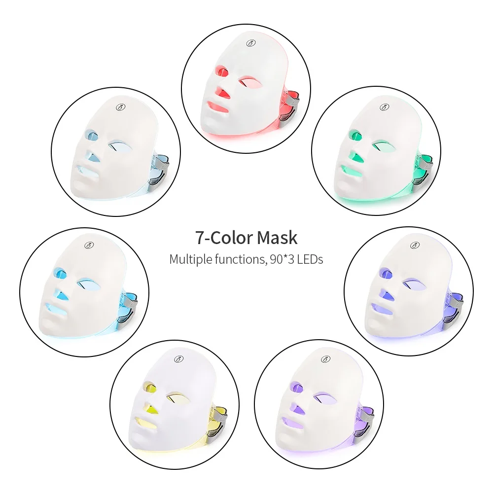 LED Face Mask | 7-Color Cordless Rechargeable Light Therapy Mask